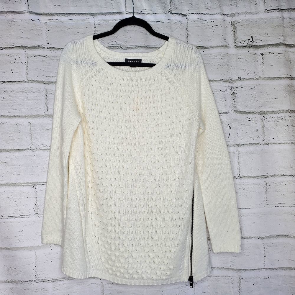 Trouve side zip long sleeve crew neck sweater size large